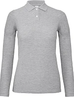 B&C ID.001 LSL /women Dámske polo s dlhým rukávom z piké 01.0I13 heather grey
