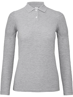 B&C ID.001 LSL /women Dámske polo s dlhým rukávom z piké 01.0I13 heather grey
