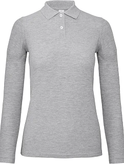 B&C ID.001 LSL /women Dámske polo s dlhým rukávom z piké 01.0I13 heather grey