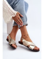 Zazoo 40407 Sandały Skórzane Damskie Złote