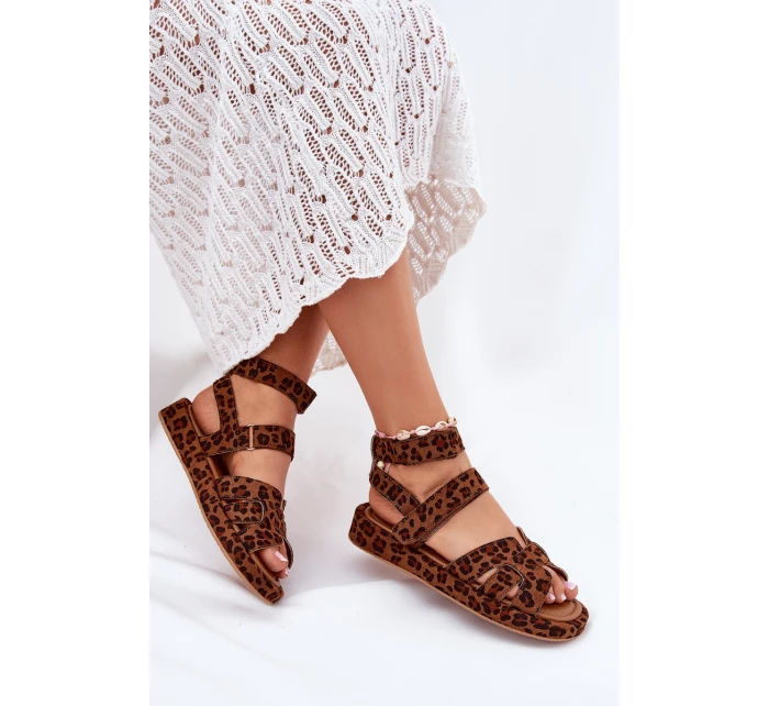 Sandały Damskie Z Rzepami Panterka Uvissa