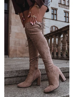 Kozaki Damskie Na Słupku Beżowe Xamarin