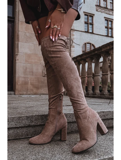 Kozaki Damskie Na Słupku Beżowe Xamarin