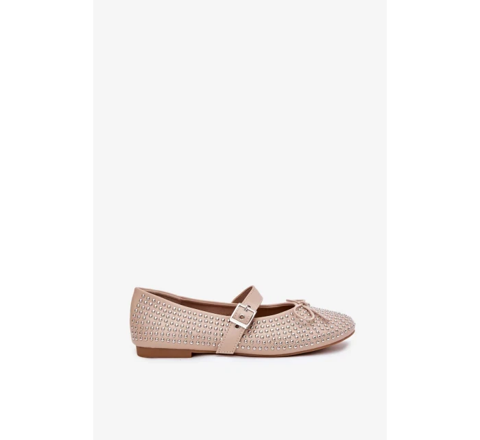 Dámske baleríny s mašľou a pásikom Zdivisa - béžové Dámske baleríny s mašľou a pásikom Zdivisa - béžové