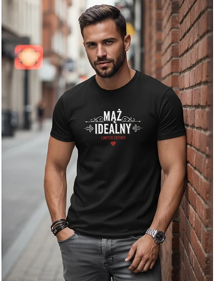 Tshirt męski z nadrukiem czarny model 22136443 - FashionStreet