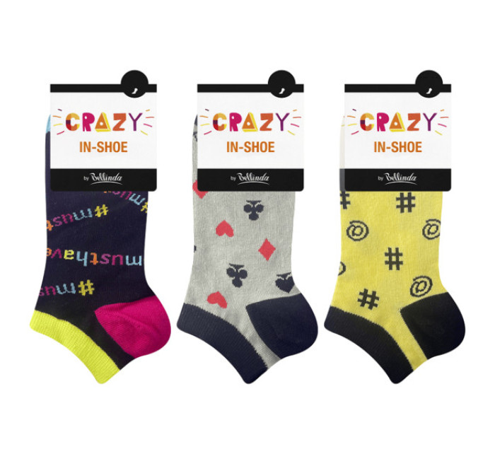 Zábavné nízke crazy ponožky unisex v sete 3 páry CRAZY IN-SHOE SOCKS 3x - Bellinda - žltá
