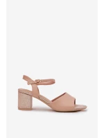 Sandały Damskie Na Słupku Vinceza 20275 Beżowe