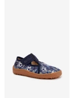 Dětské pantofle na suchý zip Barefoot míčky Froddo Cannvas G1700439-5 Modré