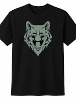 Pánske bavlnené tričko s potlačou - WOLF - čierne