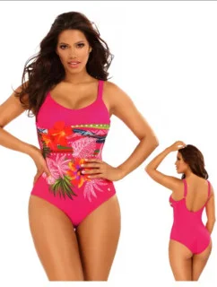 Dámske jednodielne plavky Bali 11 S926BL 11 -1 tmavo ružová s kvetmi - Self