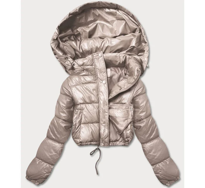 Béžová krátka páperová bunda (d2-3831-62)