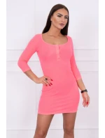 Šaty s knoflíkovým výstřihem růžové neonové Šaty s knoflíkovým výstřihem růžové neonové