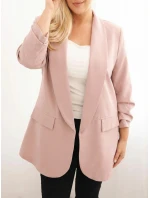 Dámske sako nadrozmernej veľkosti Elegantná tmavá púdrová ružová
