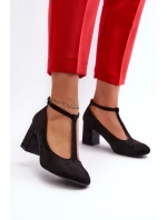 Lodičky Z Semiše Na Sloupku Černé model 21661233 - EVENTO