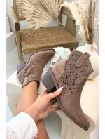 Kožené Dámské Boty na Podpatku  Hnědé model 21961079 - S.Barski