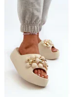 Dámské pěnové pantofle s ozdobami na silné světle béžová model 20455574 - Kesi