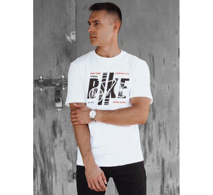 Pánské bílé tričko s potiskem Dstreet model 21974911 - FashionStreet
