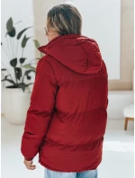 dámská prošívaná bunda s kapucí bordó Dstreet model 21990608 - FashionStreet