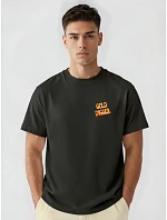 Pánske bavlnené tričko nadrozmernej veľkosti s čiernou potlačou FashionStreet NX4014R