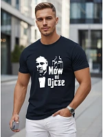 Tshirt męski klasyczny z nadrukiem bawełniany granatowy model 22217917 - FashionStreet