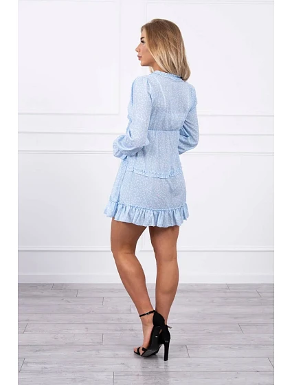 Šaty s ozdobnými volánky modré