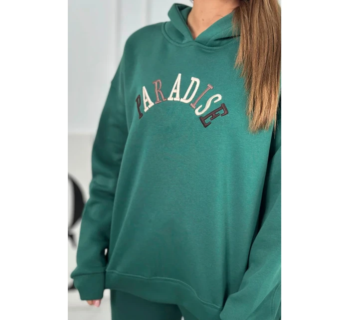 Bavlnená súprava s vyšívaným nápisom Paradise zelený