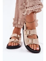 Dámské sandály s přezkami světle béžové model 21699480 - Boto Dámské sandály s přezkami světle béžové model 21699480 - Boto