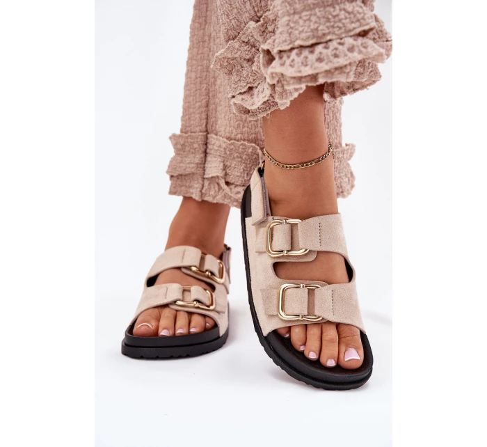 Dámské sandály s přezkami světle béžové model 21699480 - Boto Dámské sandály s přezkami světle béžové model 21699480 - Boto