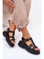 Sandały Damskie Eko Skórzane Z Klamrami Czarne Jeneliena Sandały Damskie Eko Skórzane Z Klamrami Czarne Jeneliena