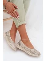 Kožené krajkové baleríny S.Barski GR61-5973 béžové