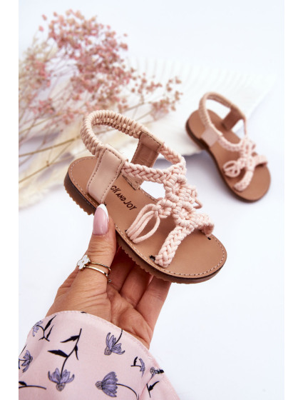 Detské pletené sandále slip-on Pink Tracy