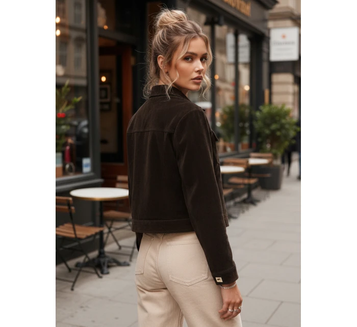 Dámska semišová bunda TY5583 Tmavo hnedá - Fashion Street