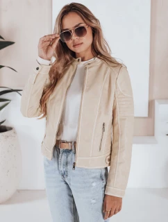 Dámska kožená bunda ROCKMISS beige FashionStreet TY5226