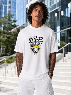 Tshirt męski z nadrukiem oversize biały model 22208741 - FashionStreet