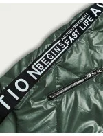 Zelená dámska vesta s ozdobnými páskami (B8011-10)