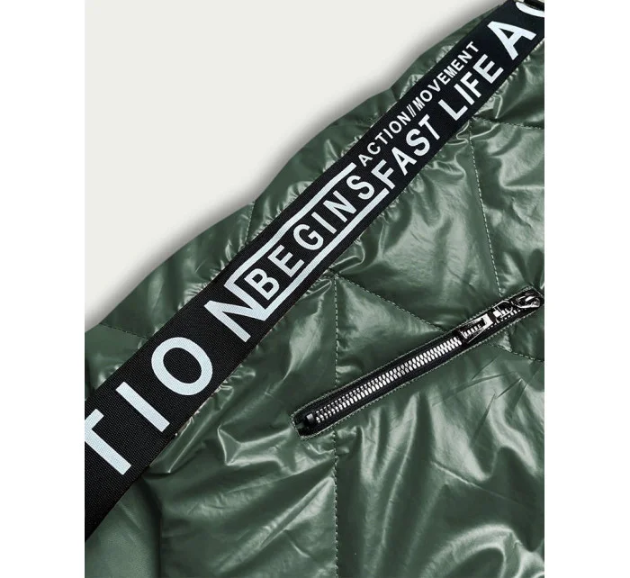 Zelená dámska vesta s ozdobnými páskami (B8011-10)