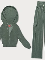 Dámska súprava blúzka + nohavice olivovo zelená (AMG-322A)