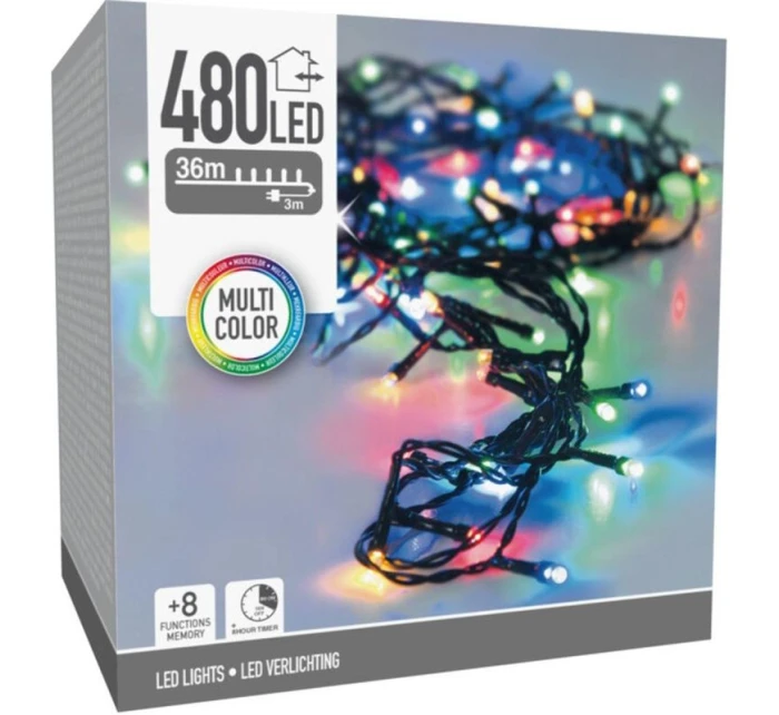 VIANOČNÝ STROMČEK SVETELNÁ REŤAZ 480 VIEDOL ČASOVAČ VIACFAREBNÝ