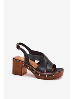 Kožené Sandály Na Podpatku model 21699718 Černé - Zazoo