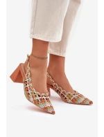 Sandały Z Plecionką Na Słupku Multikolor Ebina