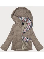 Volná béžová dámská bunda s kapucí Miss model 19447273 - Miss TiTi Volná béžová dámská bunda s kapucí Miss model 19447273 - Miss TiTi