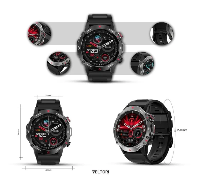 VELTORI VT110-1 Smartwatch Čierny silikónový remienok VELTORI VT110-1 Smartwatch Čierny silikónový remienok