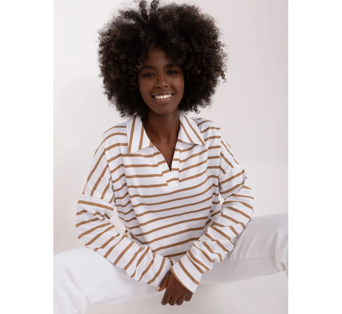 Bluzka LK BZ model 18729970 biało brązowy - FPrice Bluzka LK BZ model 18729970 biało brązowy - FPrice