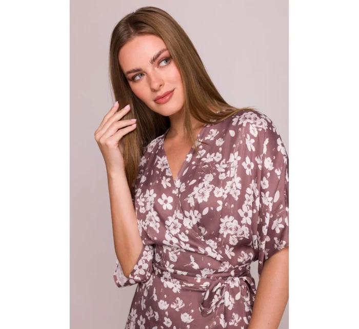 S405 Zavinovacie maxi šaty s potlačou - model 2