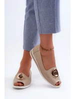 Dámske lodičky s ozdobou z ekokože, zlaté Biolita