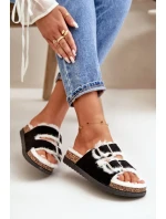 Dámske papuče s prackami a kožušinou Black Ezilena