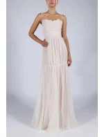 Dámské šaty  na ramínka s sukní dlouhé bílé Bílá / XL & model 15043063 - SOKY&SOKA