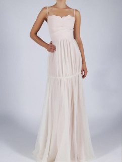 Dámské šaty  na ramínka s sukní dlouhé bílé Bílá / XL & model 15043063 - SOKY&#38;SOKA
