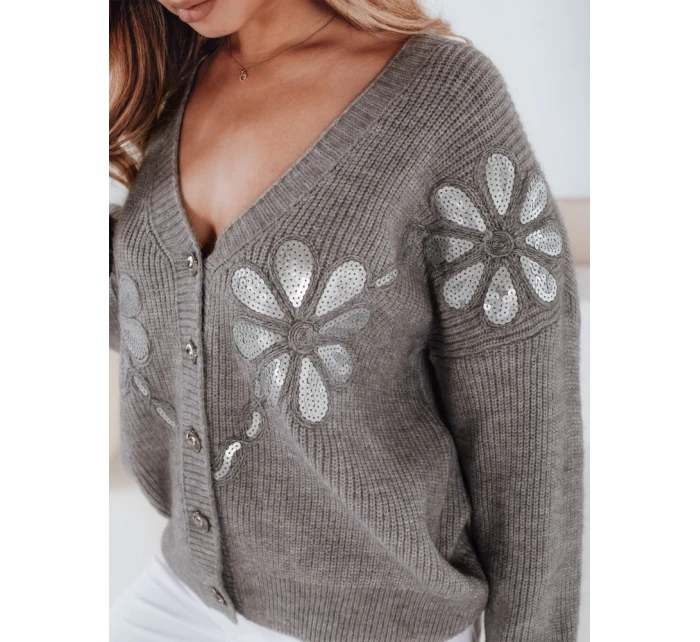 Dámský kardigan šedý model 21990970 - Dstreet
