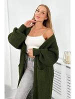 Svetr dlouhý kardigan khaki Svetr dlouhý kardigan khaki